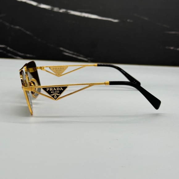 NEW SPR A52 15N01T PRADA SQUARE PR A52S 15N01T GOLD PRA52S UNISEX SUNGLASSES - Picture 7 of 11